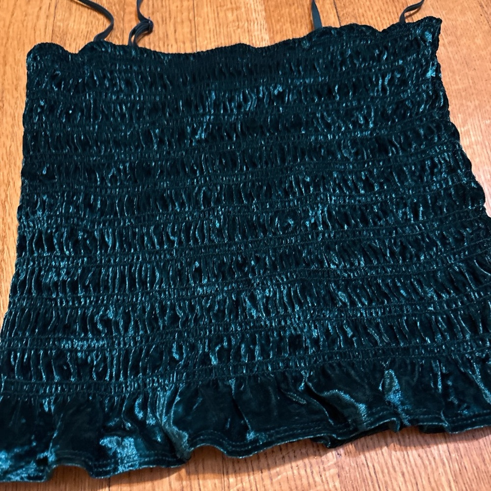 American Eagle Outfitters Dark Green Velvet Cami - Picture 2 of 4